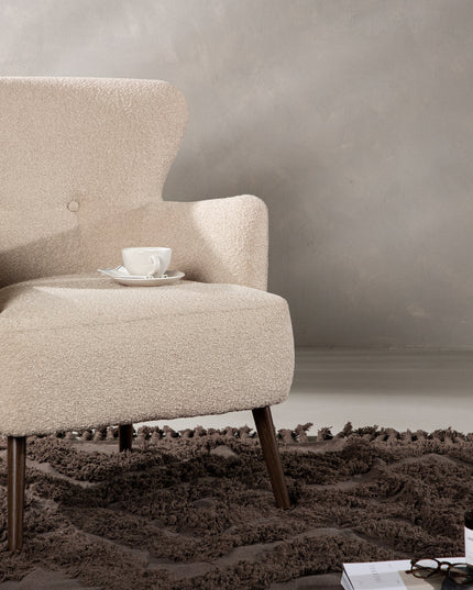 Lincoln 1-sitssoffa - Valnöt / Beige bouclé