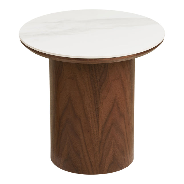 Visby sidobord Ø60 cm - vit/mörkbrun