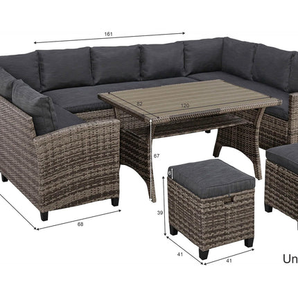 Aino U‑kulmasohva - puutarhakalusteryhmä