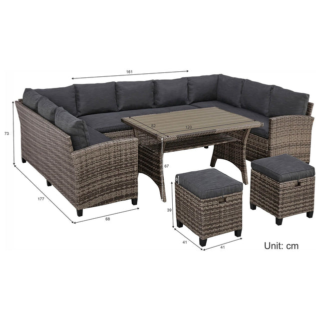 Aino U‑kulmasohva - puutarhakalusteryhmä