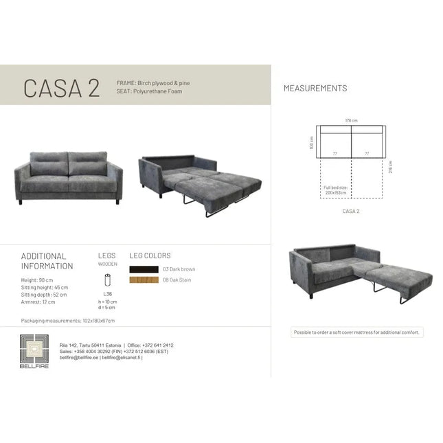  Casa Vuodesohva tuplamekanismilla vuodesohva ec8633-2.myshopify.com 2-istuttavat sohvat, olohuone, Sohvat, Vuodesohvat