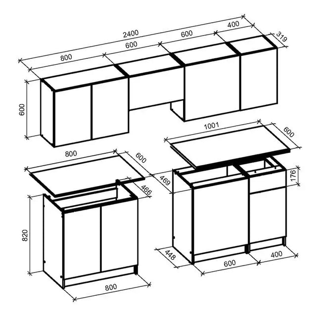  Midnight Timber 240 keittiö musta/tammi Valmiskeittiö ec8633-2.myshopify.com Keittiö, keittiön kalusteet