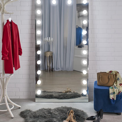 GlowBuddy стоячее зеркало 170x87 см — серебро, светодиодное освещение