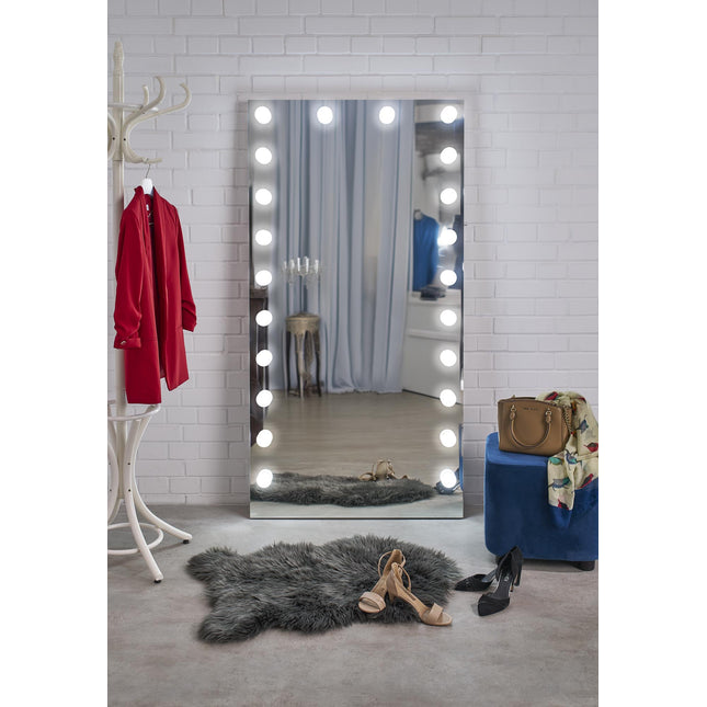 GlowBuddy стоячее зеркало 170x87 см — серебро, светодиодное освещение