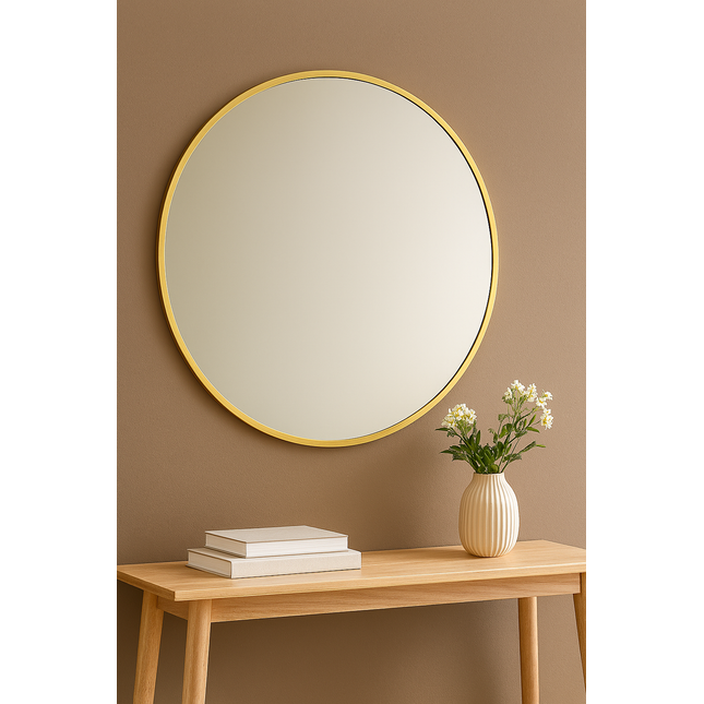 Halo – ümmargune seinapeegel, ø 80 cm, messing