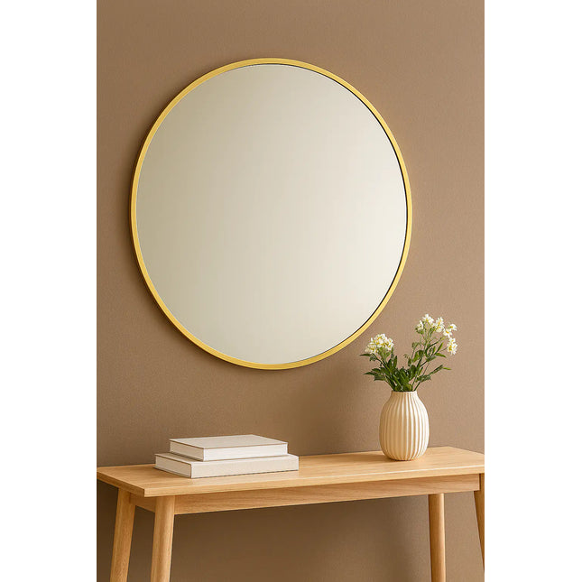  Halo – pyöreä seinäpeili, ø 80 cm, messinki Peili ec8633-2.myshopify.com Peilit, Seinäpeilit