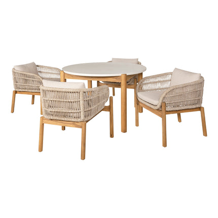 House Nordic Terracina ‑ruokailuryhmä ø120 cm – 4 hengelle, beige