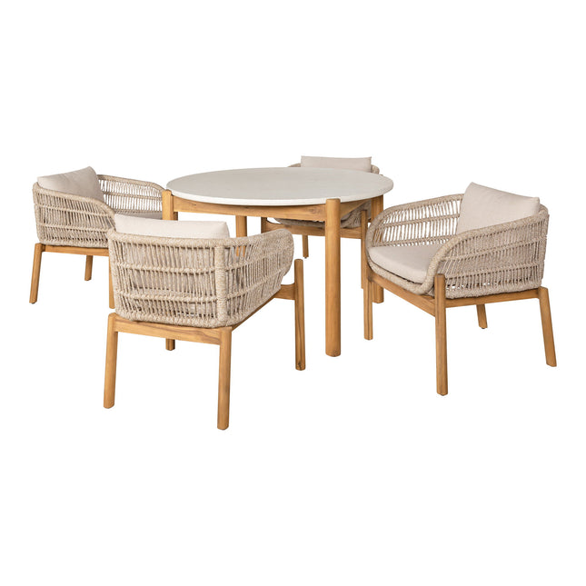House Nordic Terracina ‑ruokailuryhmä ø120 cm – 4 hengelle, beige