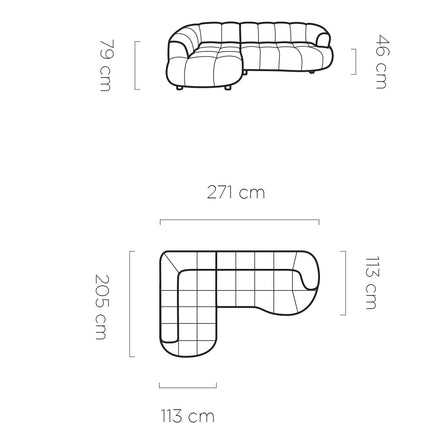 Velpa L kulmasohva sähkösäätöisellä istuimella