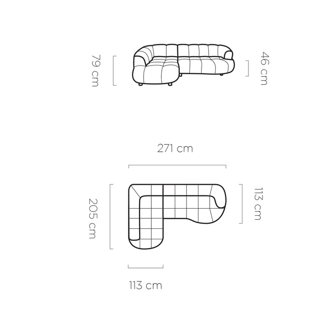 Velpa L kulmasohva sähkösäätöisellä istuimella