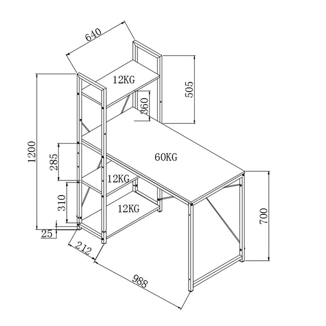  Marvin työpöytä hyllyllä valkoinen tai musta Työpöytä ec8633-2.myshopify.com Muut huonekalut ja tuotteet, muut tuotteet, Työpöytä