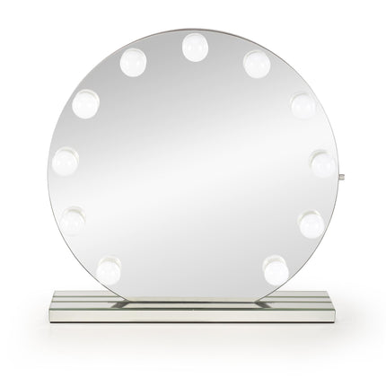 Säde table mirror 70x70 cm — silver LED
