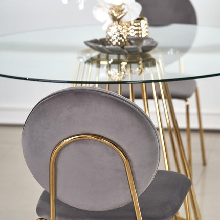 Milano — klaasist söögilaud 120 x 75 cm, kuldsed jalad