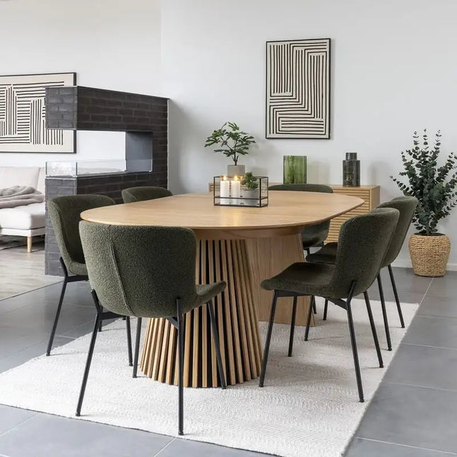 Osaka ruokailuryhmä tammi - pöytä ja 6 Maceda tuolia