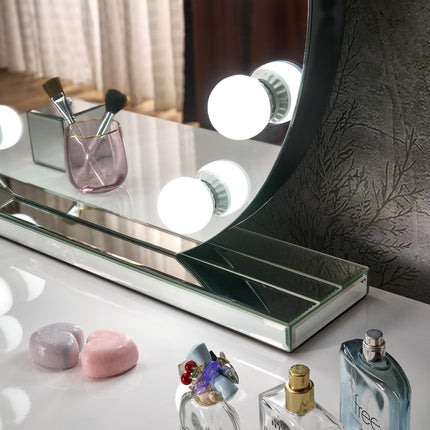 Säde table mirror 70x70 cm — silver LED