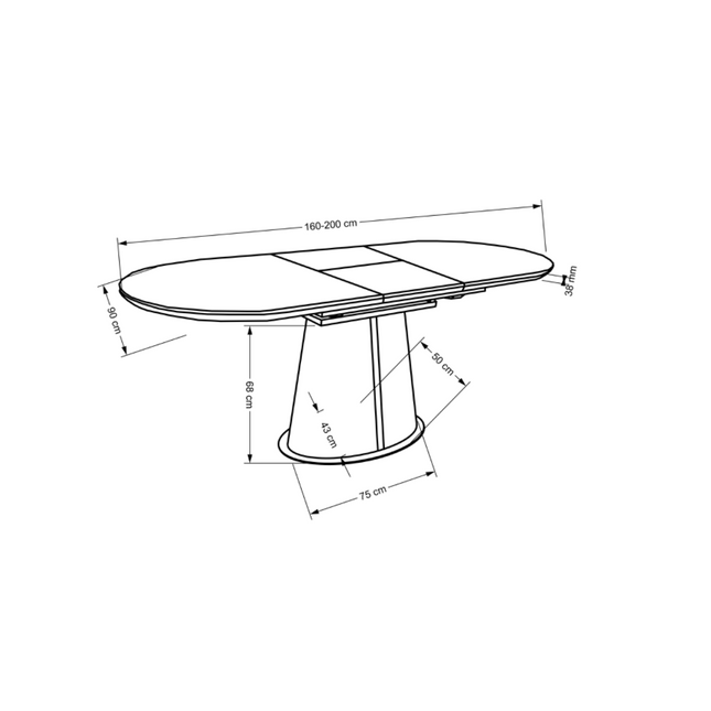 Robin extendable dining table with ceramic top