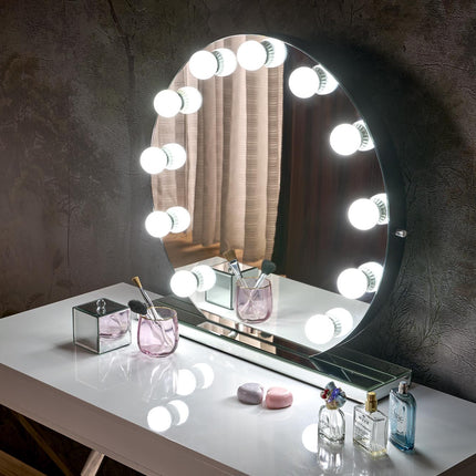 Säde table mirror 70x70 cm — silver LED