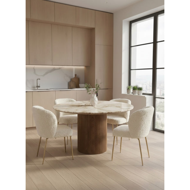 Sevilla ruokailuryhmä - pöytä + 4 Teddy tuolia