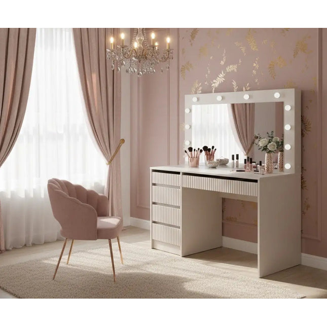  Stella Meikkipöytä Valoilla beige 120 cm Meikkipöytä ec8633-2.myshopify.com meikkipöytä, Muut huonekalut ja tuotteet, muut tuotteet