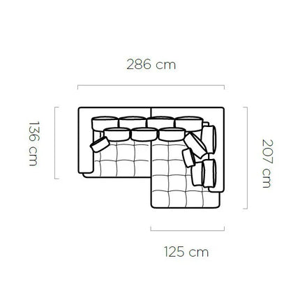 Tiga kulmasohva - vuoteella