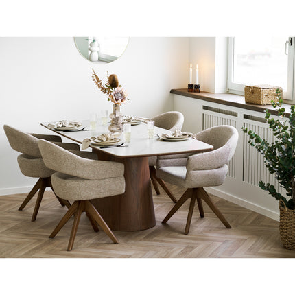 Visby ruokapöytä 90x200 keraamisella kannella - pähkinä