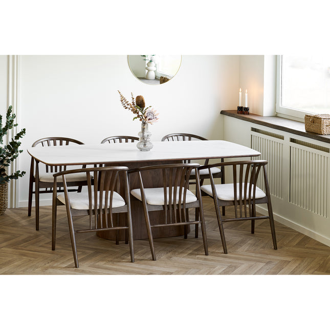 Visby ruokapöytä 90x200 keraamisella kannella - pähkinä