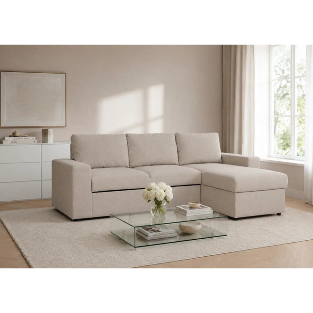 Aava vuodedivaaani Beige - pussijousitettu - KalusteDuo_Huonekaluliike_vuodedivaani