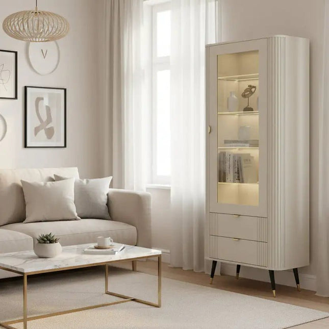 Bastia vitriinikaappi – elegantti lasivitriini - KalusteDuo_Huonekaluliike_Vitriini