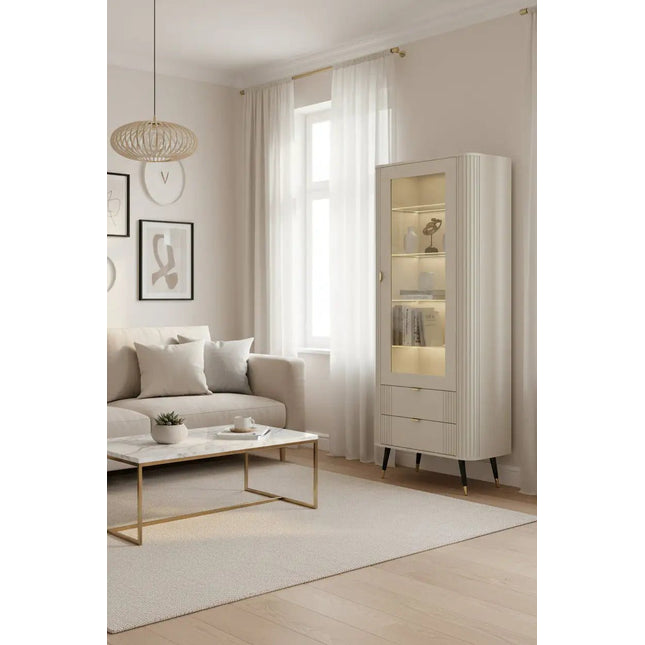 Bastia vitriinikaappi – elegantti lasivitriini - KalusteDuo_Huonekaluliike_Vitriini