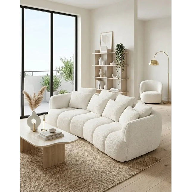 Besso XL 3 istuttava - kaareva sohva teddy kankaalla - KalusteDuo_Huonekaluliike_Sohva