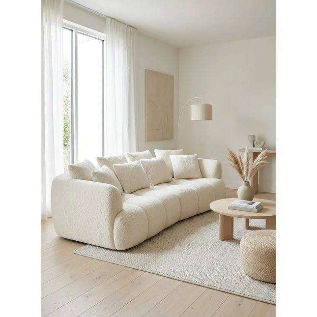 Besso XL 3 istuttava - kaareva sohva teddy kankaalla - KalusteDuo_Huonekaluliike_Sohva