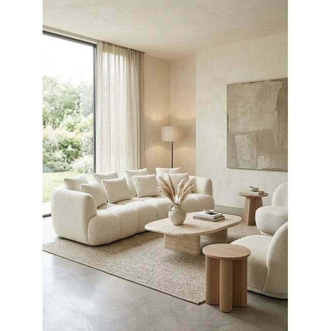 Besso XL 3 istuttava - kaareva sohva teddy kankaalla - KalusteDuo_Huonekaluliike_Sohva