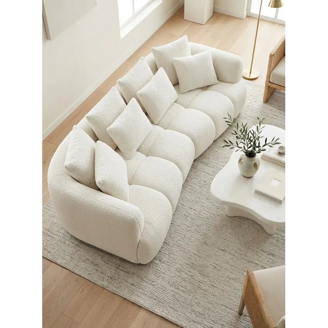 Besso XL 3 istuttava - kaareva sohva teddy kankaalla - KalusteDuo_Huonekaluliike_Sohva