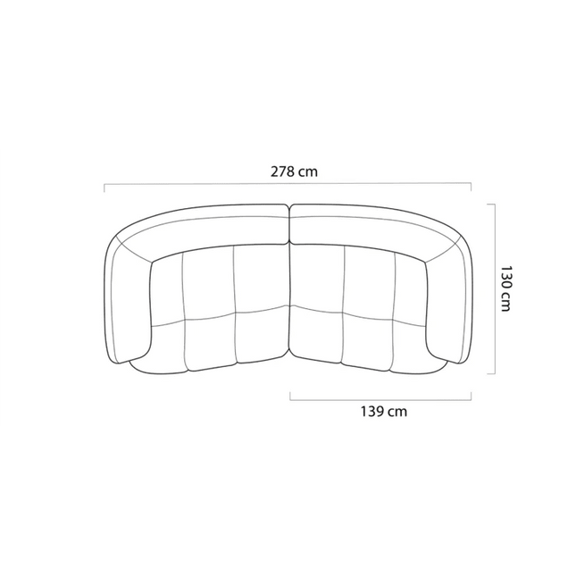 Besso XL 3 istuttava - kaareva sohva Eden kankaalla - KalusteDuo_Huonekaluliike_Sohva