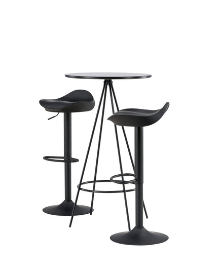 Bistro baaripöytä φ60 - musta / MDF viilulla +Adesto baarituoli - musta / mattamusta ABS - KalusteDuo_Huonekaluliike_Ruokailuryhmä
