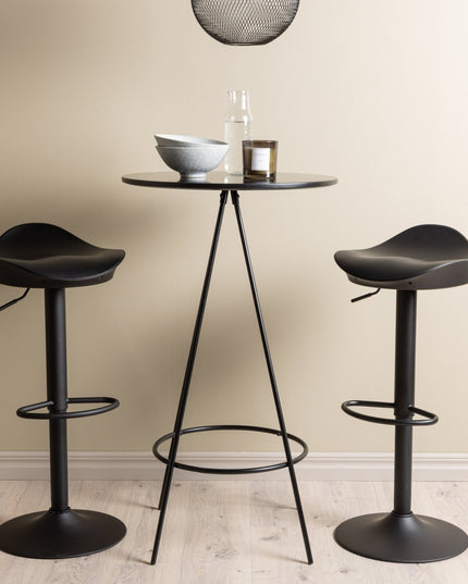 Bistro baaripöytä φ60 - musta / MDF viilulla +Adesto baarituoli - musta / mattamusta ABS - KalusteDuo_Huonekaluliike_Ruokailuryhmä
