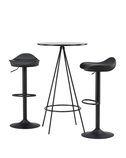 Bistro baaripöytä φ60 - musta / MDF viilulla +Adesto baarituoli - musta / mattamusta ABS - KalusteDuo_Huonekaluliike_Ruokailuryhmä