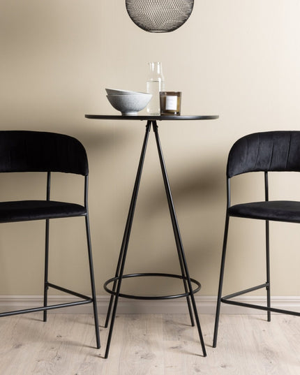 Bistro baaripöytä φ60 - musta / MDF viilulla +Lui baarituoli - musta / musta PU - KalusteDuo_Huonekaluliike_Ruokailuryhmä