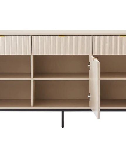 Björk lipasto 154 cm – beige, kultaiset vetimet - KalusteDuo_Huonekaluliike_lipasto