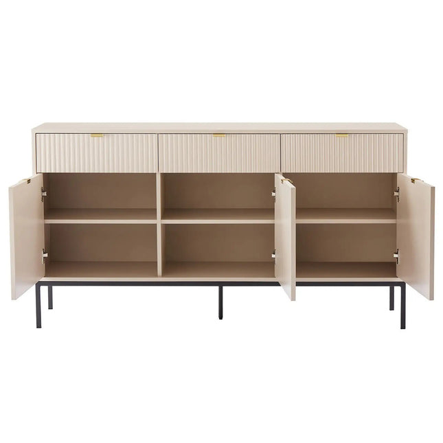 Björk lipasto 154 cm – beige, kultaiset vetimet - KalusteDuo_Huonekaluliike_lipasto