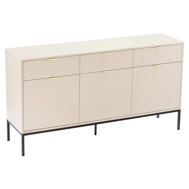 Björk lipasto 154 cm – beige, kultaiset vetimet - KalusteDuo_Huonekaluliike_lipasto