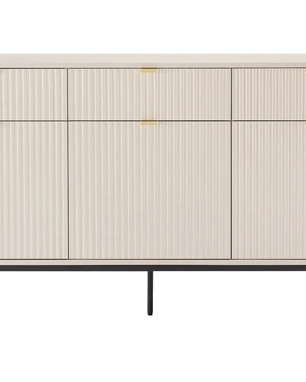 Björk lipasto 154 cm – beige, kultaiset vetimet - KalusteDuo_Huonekaluliike_lipasto