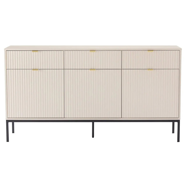 Björk lipasto 154 cm – beige, kultaiset vetimet - KalusteDuo_Huonekaluliike_lipasto