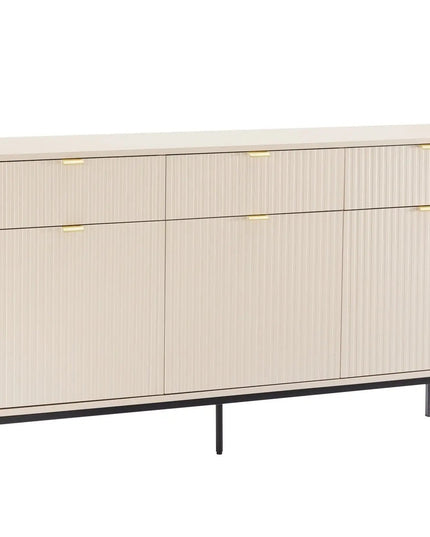 Björk lipasto 154 cm – beige, kultaiset vetimet - KalusteDuo_Huonekaluliike_lipasto