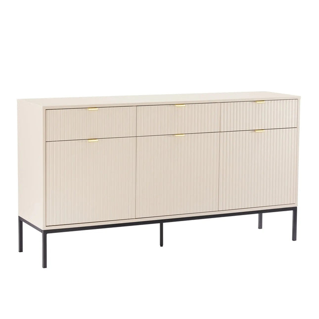 Björk lipasto 154 cm – beige, kultaiset vetimet - KalusteDuo_Huonekaluliike_lipasto