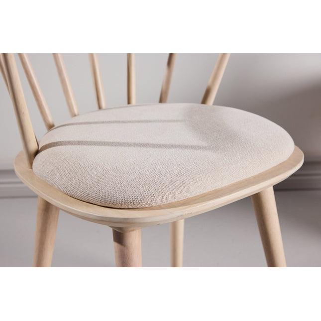 Bobby ruokatuoli pehmusteella 2 kpl - valkolakattu kumipuu / beige - KalusteDuo_Huonekaluliike_Tuoli