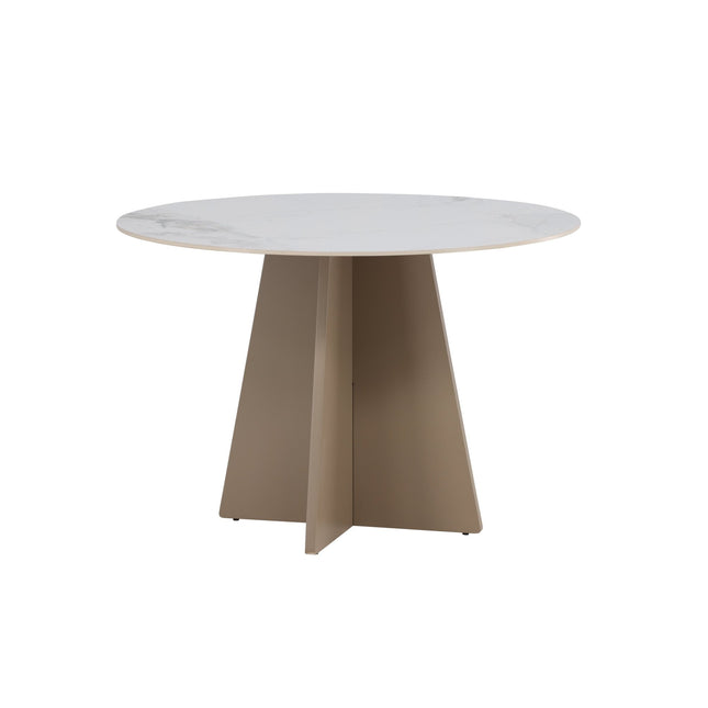 Bootcut pyöreä ruokapöytä φ110x75 cm - MDF beige / sintrattu kivi marmorinvärinen - KalusteDuo_Huonekaluliike_Ruokapöytä