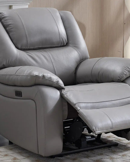 Boston – sähkösäätöinen recliner‑nojatuoli harmaalla nahalla - KalusteDuo_Huonekaluliike_recliner tuoli