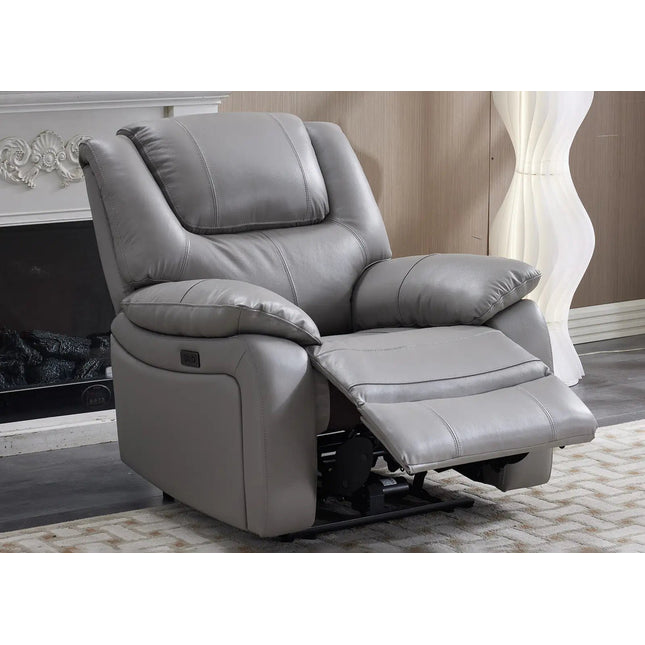 Boston – sähkösäätöinen recliner‑nojatuoli harmaalla nahalla - KalusteDuo_Huonekaluliike_recliner tuoli