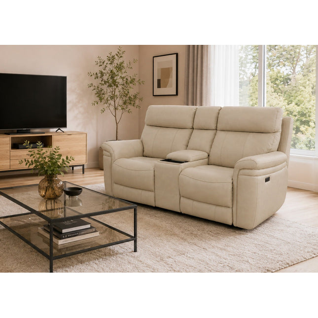 Braxon 2‑istuttava mekanismisohva – beige aito nahka - #KalusteDuo_#Huonekaluliike_2-istuttava sohva